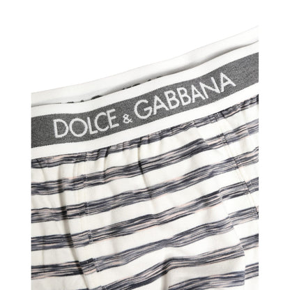 Dolce & Gabbana Gray White Stripes Men Regular Boxer Underwear