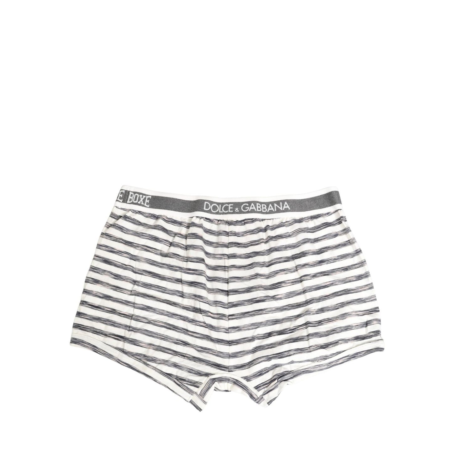 Dolce & Gabbana Gray White Stripes Men Regular Boxer Underwear