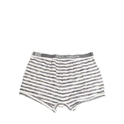 Dolce & Gabbana Gray White Stripes Men Regular Boxer Underwear