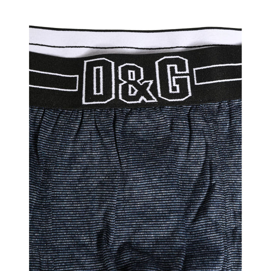 Dolce & Gabbana Dark Blue Logo Cotton Regular Boxer Underwear
