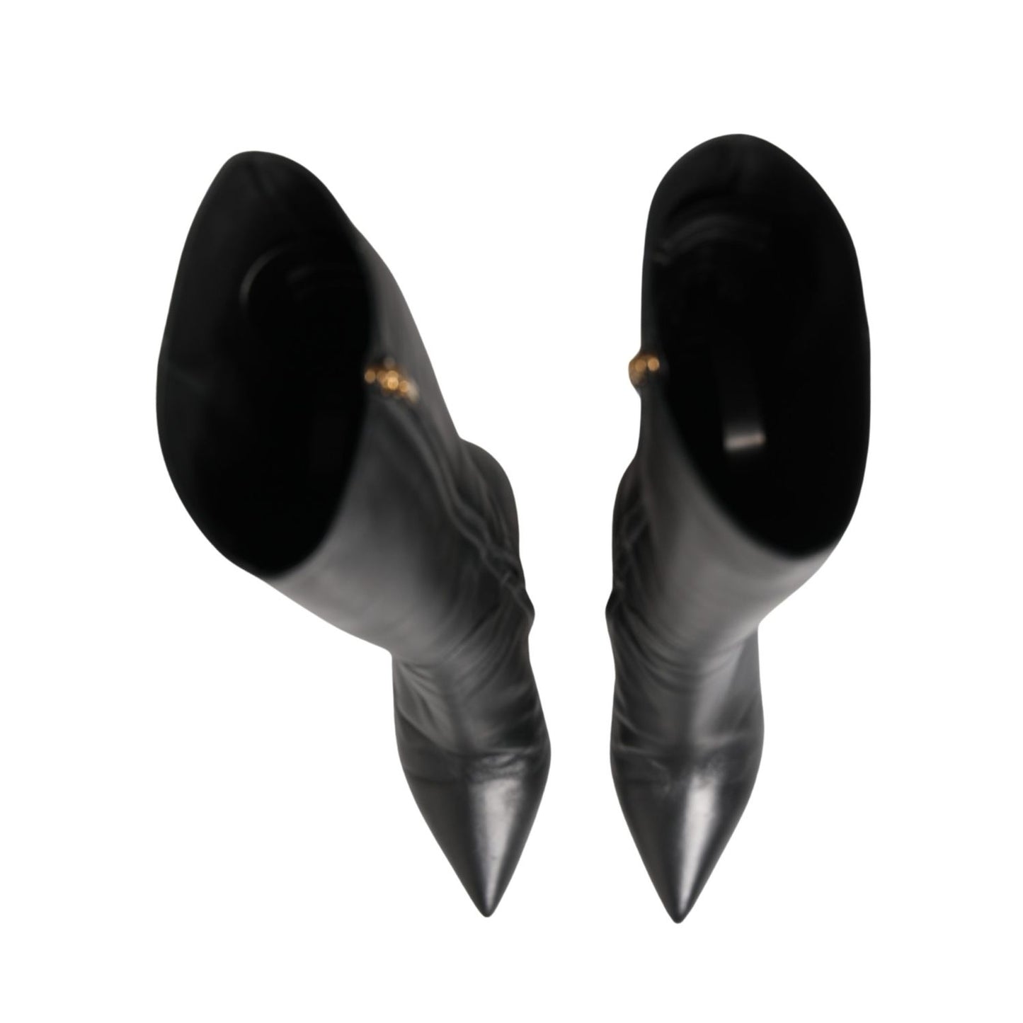 Dolce & Gabbana Black Leather Heels Knee High Boots Shoes