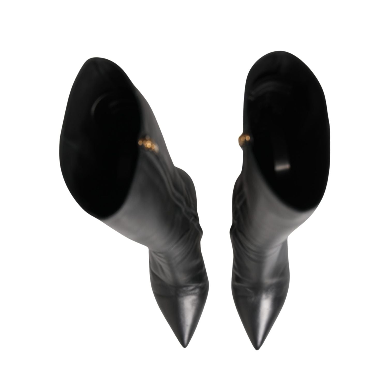 Dolce & Gabbana Black Leather Heels Knee High Boots Shoes