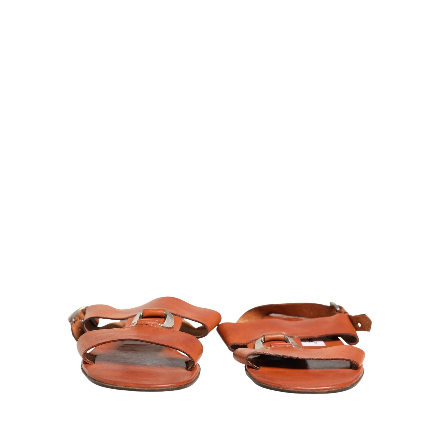 Dolce & Gabbana Brown Leather Flat Sandals Shoes