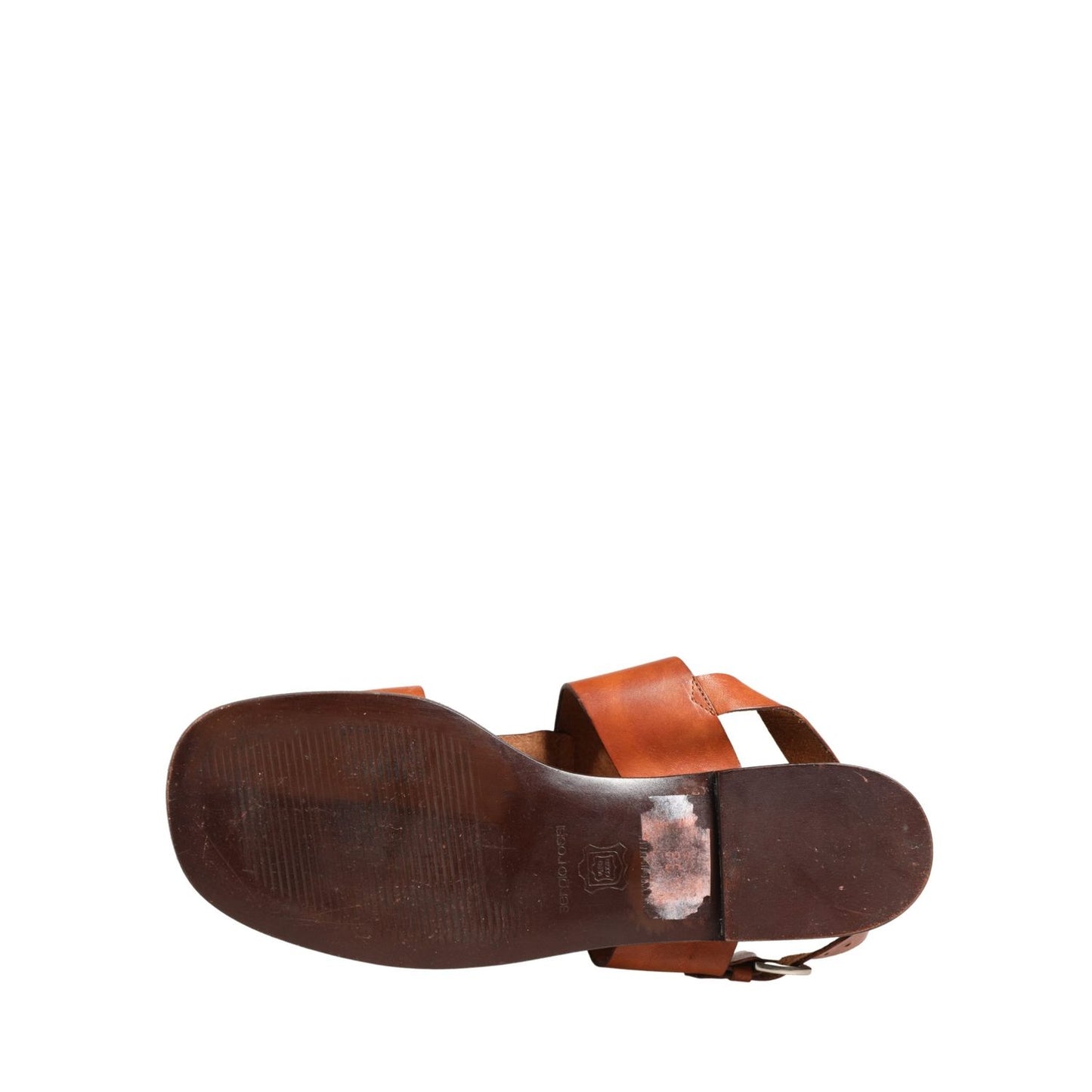 Dolce & Gabbana Brown Leather Flat Sandals Shoes