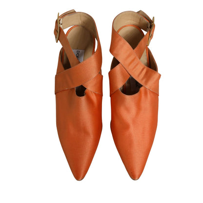 Dolce & Gabbana Orange Satin Sandals Shoes