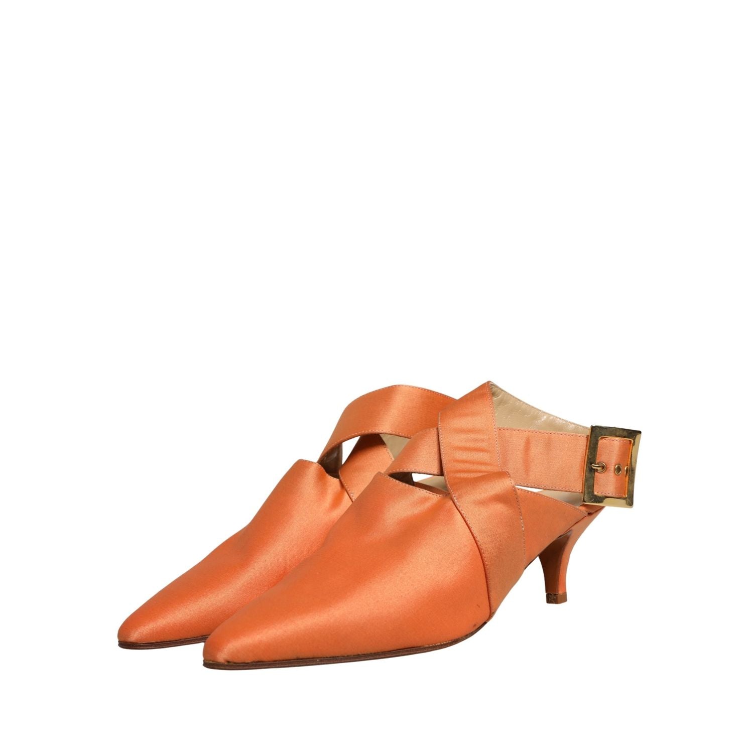 Dolce & Gabbana Orange Satin Sandals Shoes