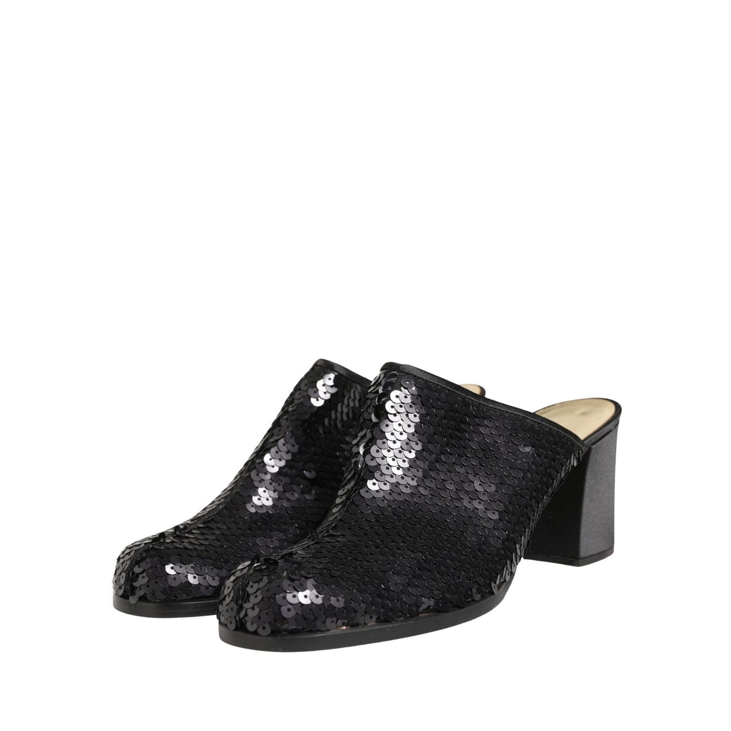 Dolce & Gabbana Black Sequined Mules Shoes