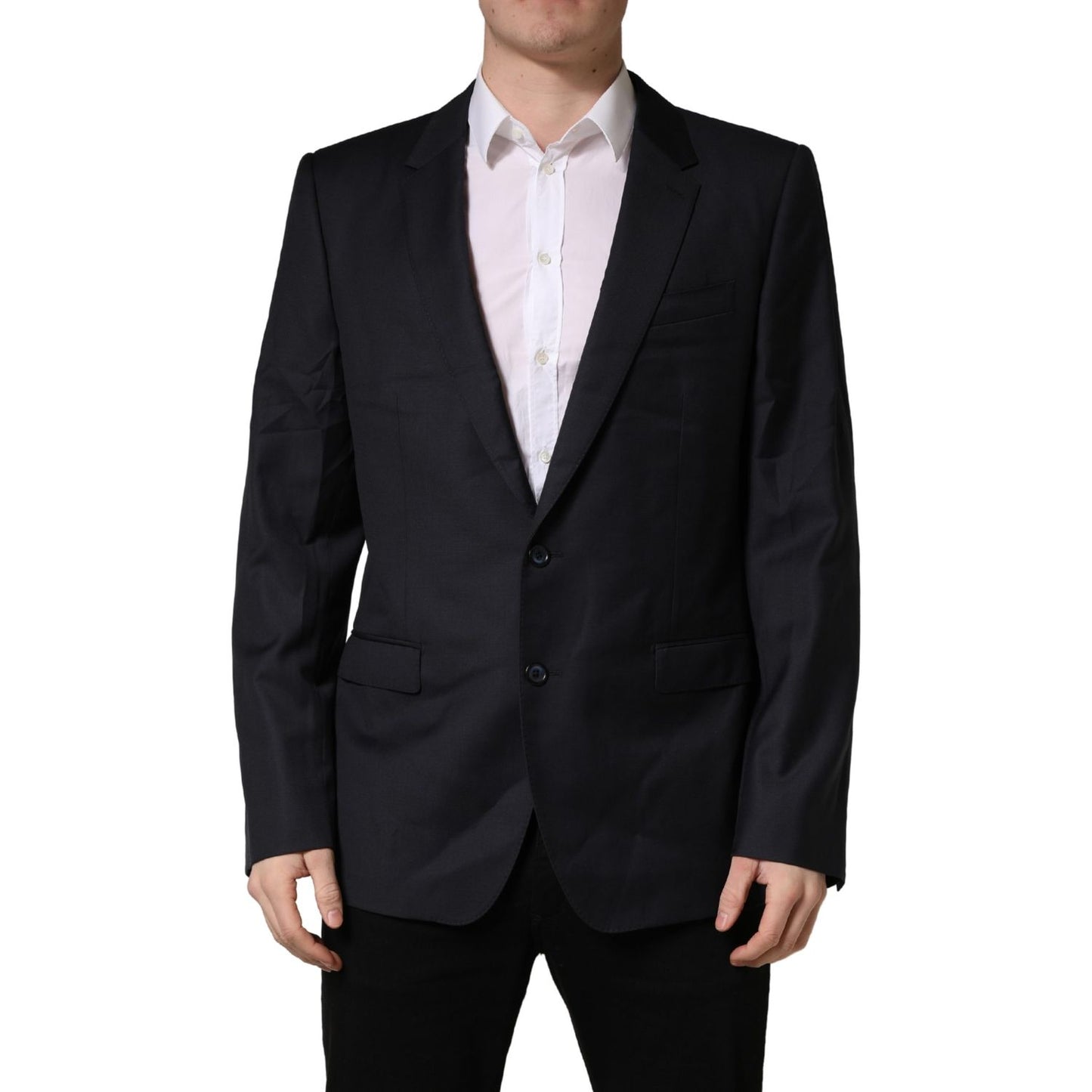 Dolce & Gabbana Black Wool Slim Fit Coat Men Jacket Blazer