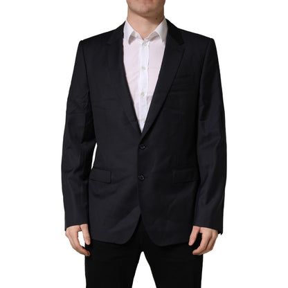 Dolce & Gabbana Black Wool Slim Fit Coat Men Jacket Blazer