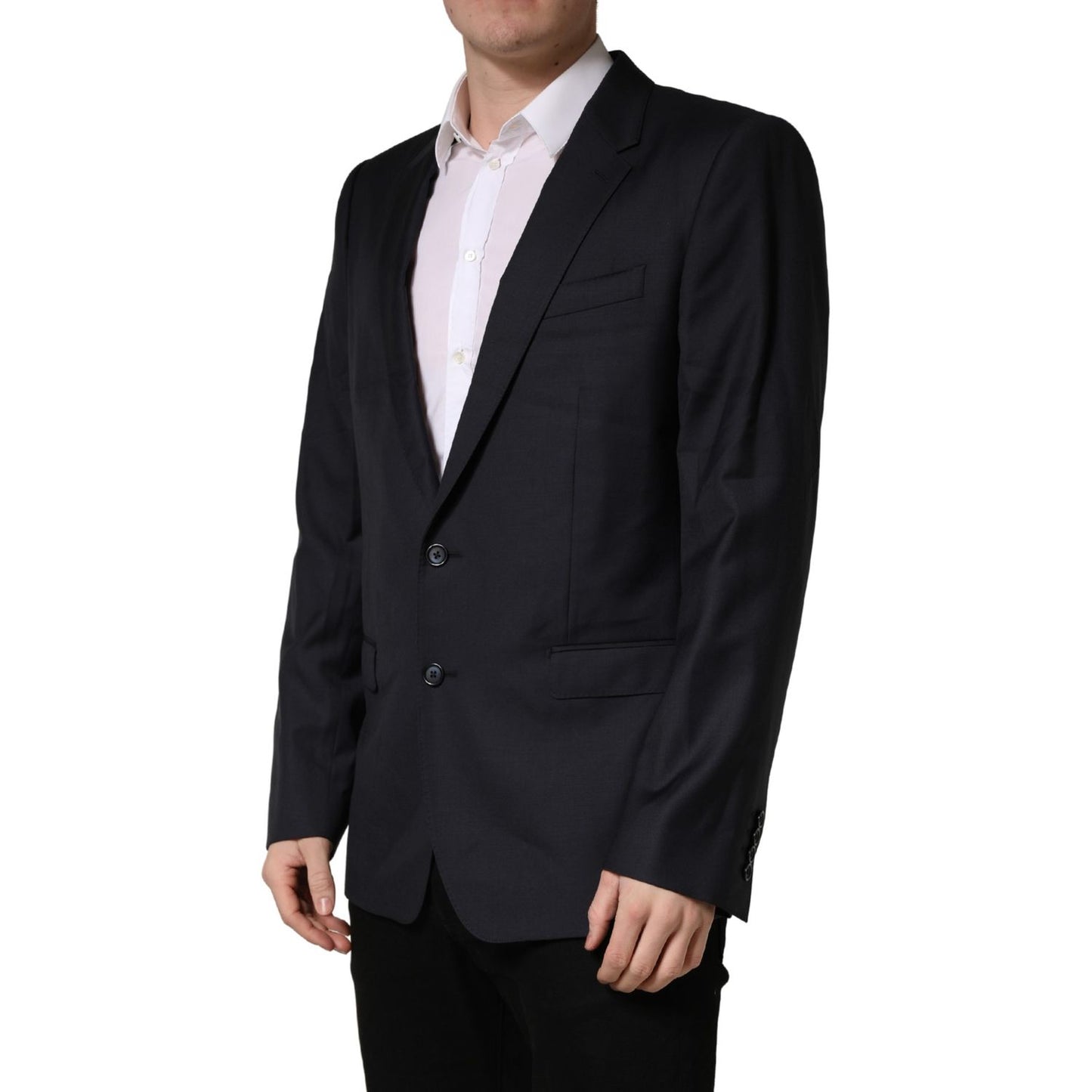 Dolce & Gabbana Black Wool Slim Fit Coat Men Jacket Blazer