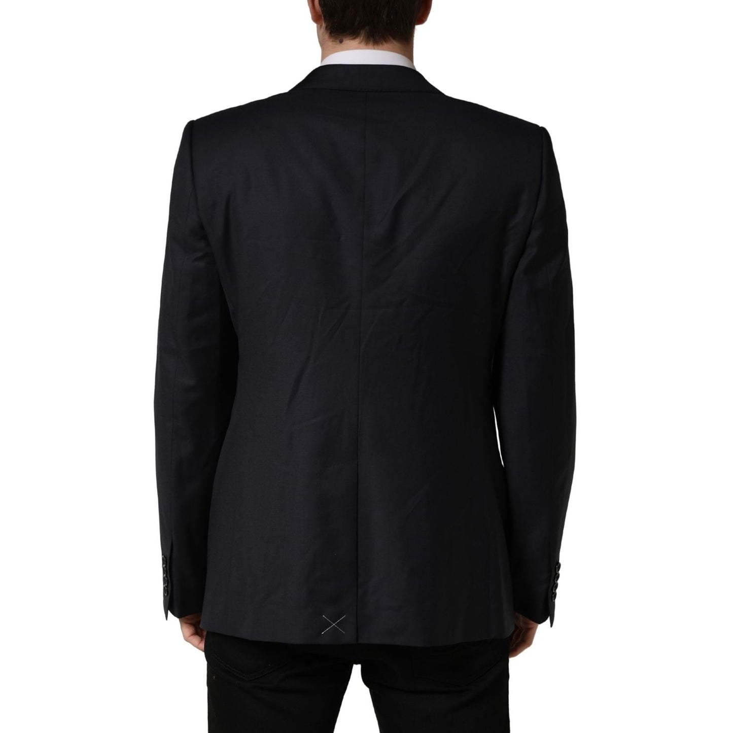 Dolce & Gabbana Black Wool Slim Fit Coat Men Jacket Blazer