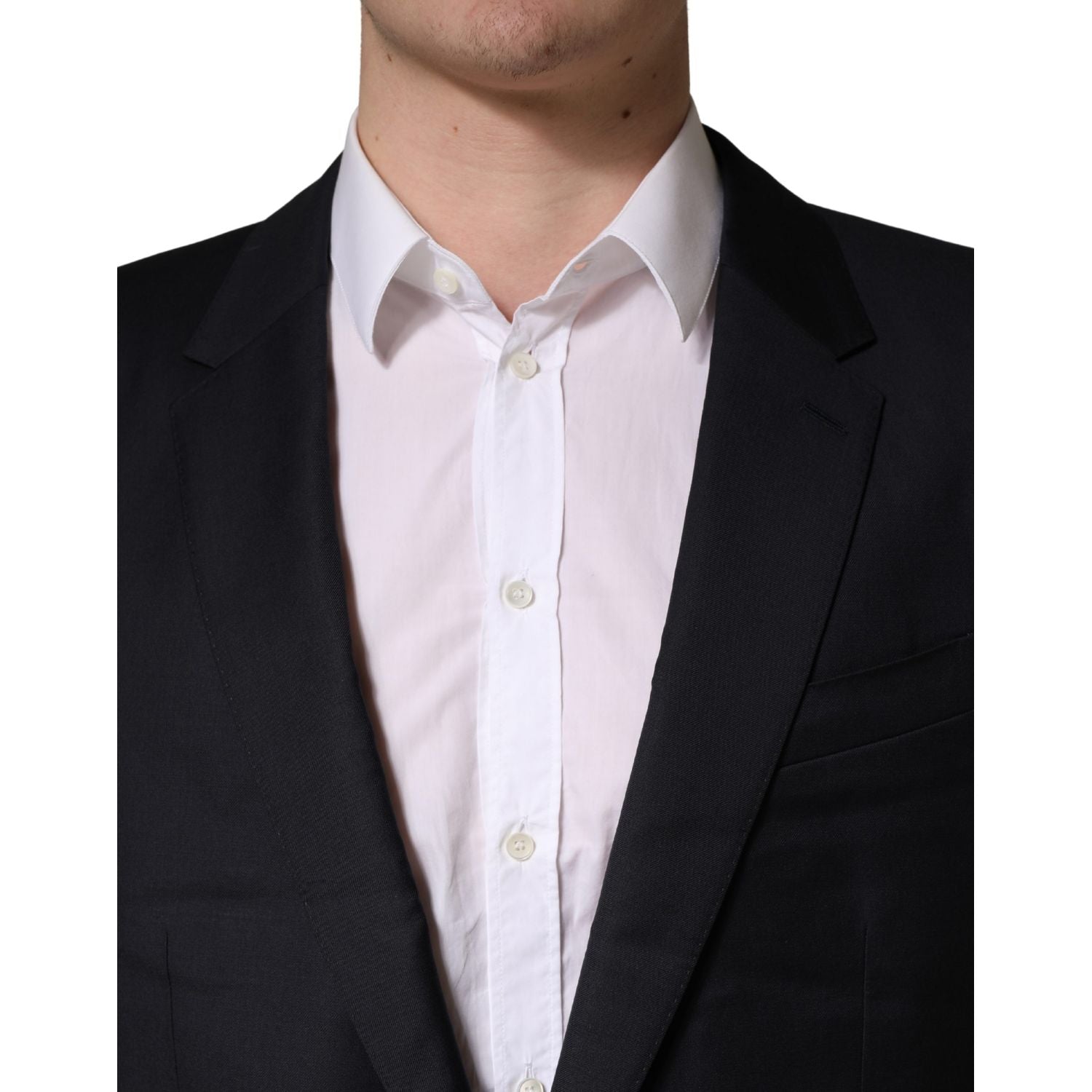 Dolce & Gabbana Black Wool Slim Fit Coat Men Jacket Blazer