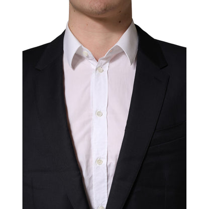 Dolce & Gabbana Black Wool Slim Fit Coat Men Jacket Blazer