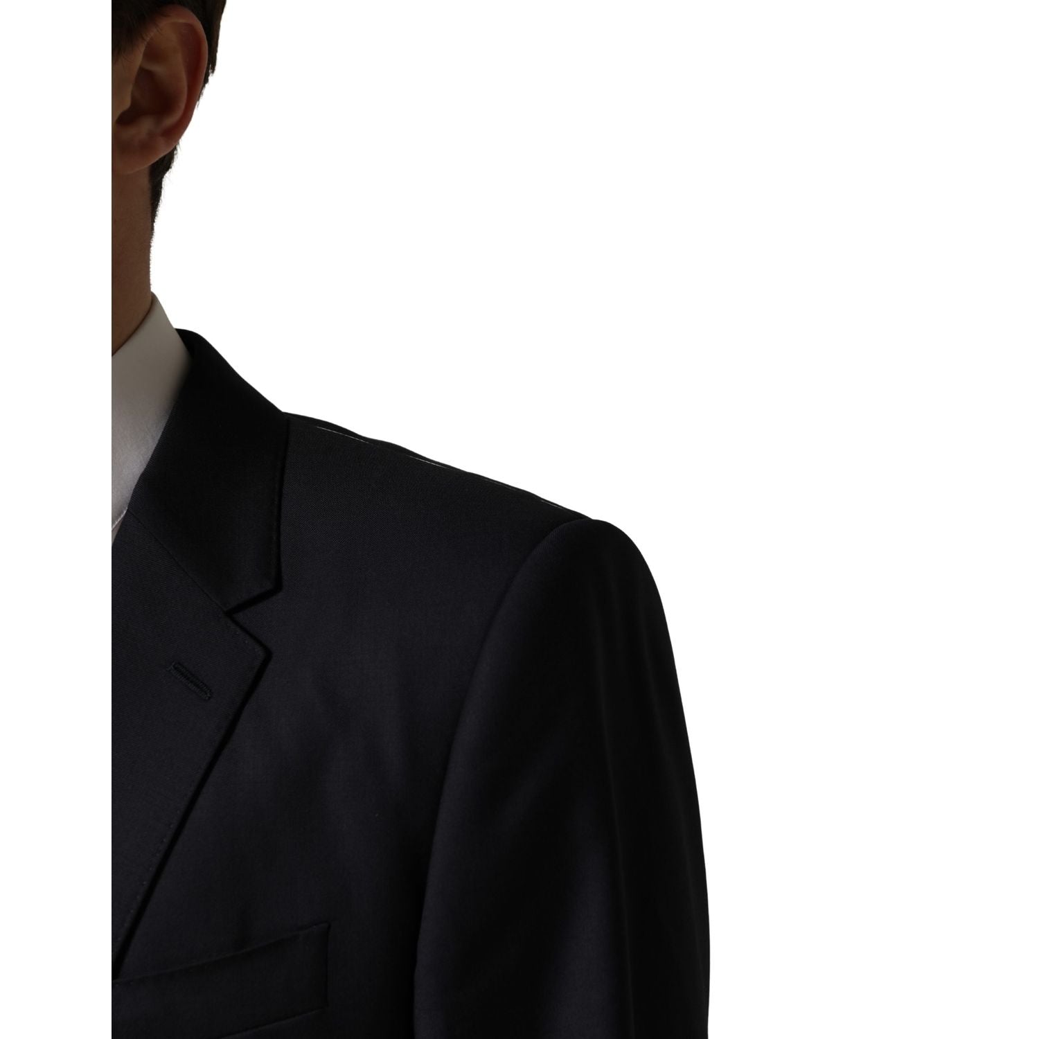 Dolce & Gabbana Black Wool Slim Fit Coat Men Jacket Blazer