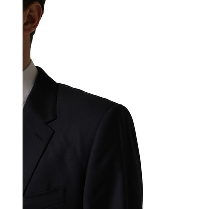 Dolce & Gabbana Black Wool Slim Fit Coat Men Jacket Blazer