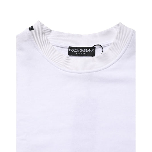 Dolce & Gabbana White Cotton Crew Neck Sweatshirt Sweater
