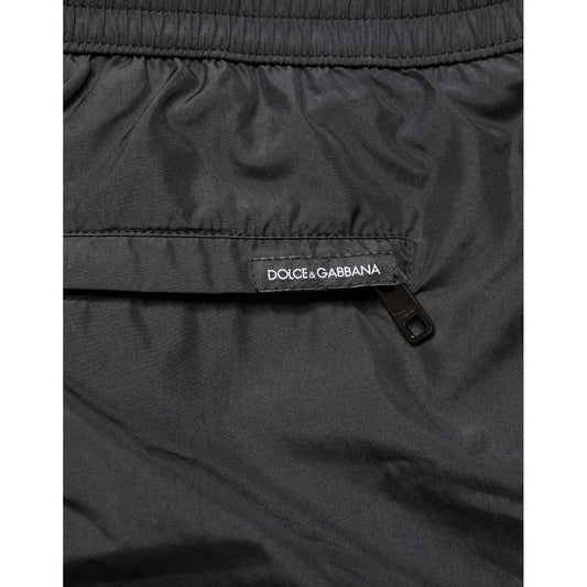 Dolce & Gabbana Black Polyester Drawstring Men Shorts Swimwear