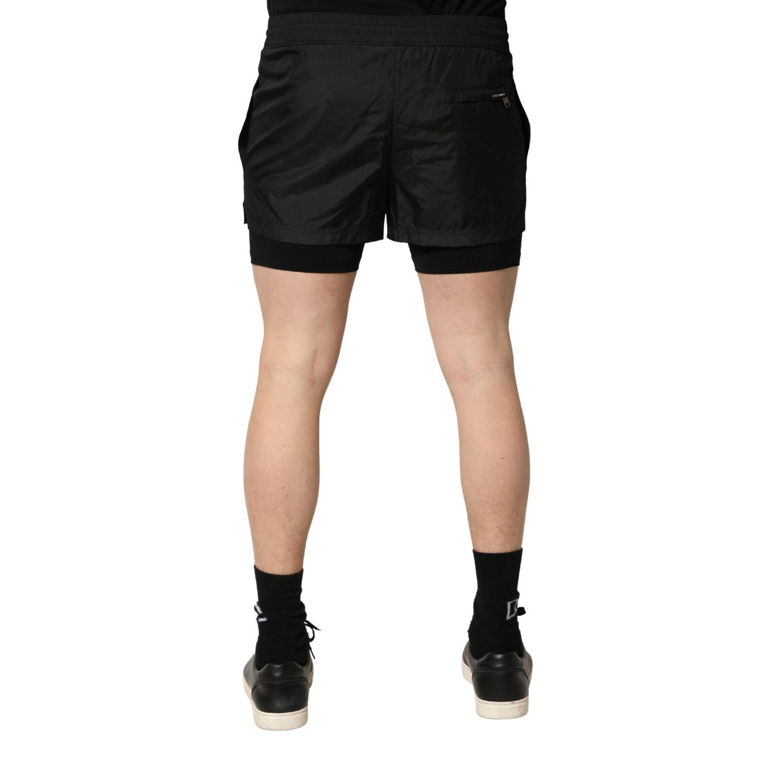 Dolce & Gabbana Black Polyester Drawstring Men Shorts Swimwear