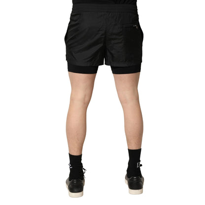 Dolce & Gabbana Black Polyester Drawstring Men Shorts Swimwear
