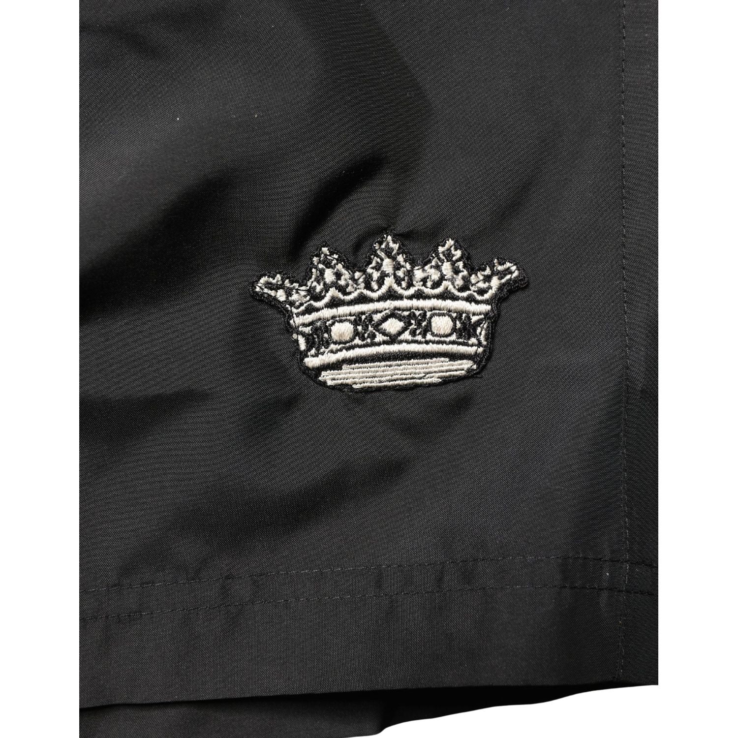 Dolce & Gabbana Black Polyester Drawstring Men Shorts Swimwear