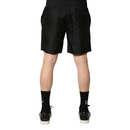 Dolce & Gabbana Black Polyester Drawstring Men Shorts Swimwear