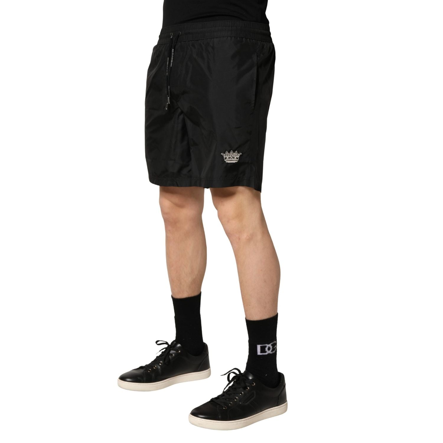 Dolce & Gabbana Black Polyester Drawstring Men Shorts Swimwear