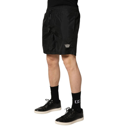 Dolce & Gabbana Black Polyester Drawstring Men Shorts Swimwear
