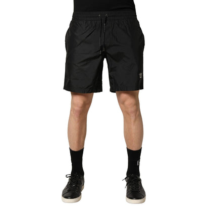 Dolce & Gabbana Black Polyester Drawstring Men Shorts Swimwear
