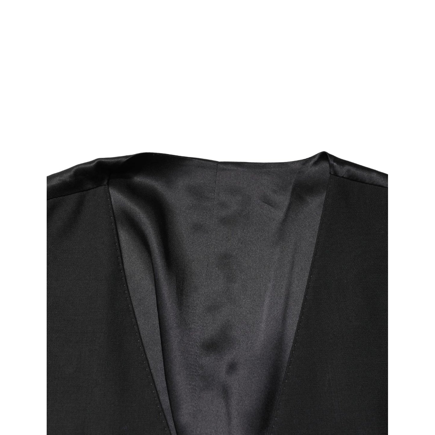 Dolce & Gabbana Black Wool Single Breasted Men Waistcoat Vest