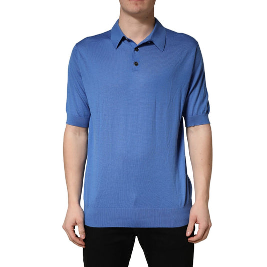 Dolce & Gabbana Blue Cashmere Short Sleeves Polo T-shirt