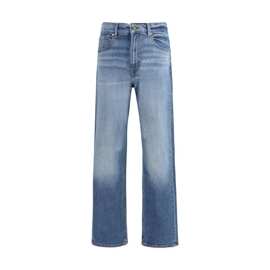 7FOR Blue Cotton Straight-Leg Jeans 1728,72470364320,7FOR,Blue,Clothing,Jeans Denim - Clothing,Men,New with tags,Straight-Leg Jeans - Jeans Denim - Clothing,W29,W30,W31,W32,W33,W34