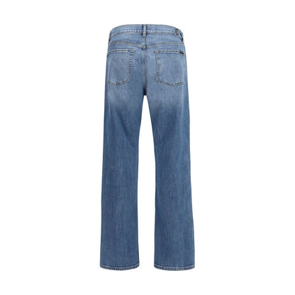 7FOR Blue Cotton Straight-Leg Jeans