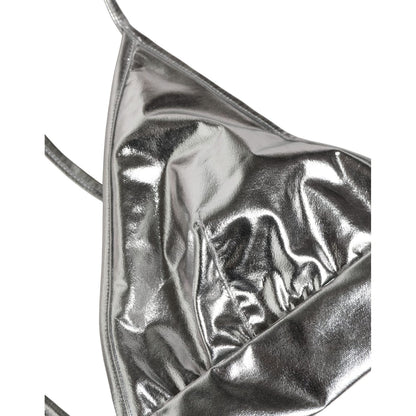 Dolce & Gabbana Metallic Silver Sleeveless Bustier Cropped Top