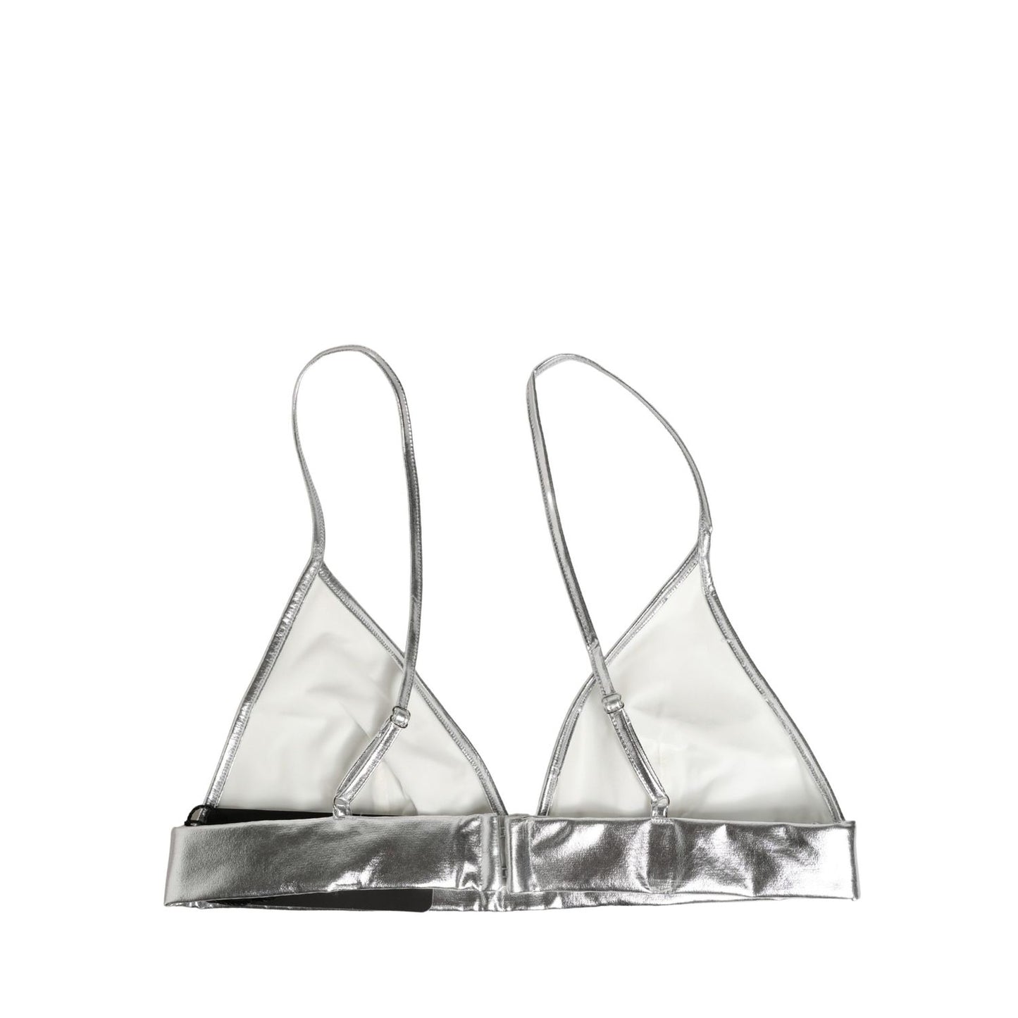 Dolce & Gabbana Metallic Silver Sleeveless Bustier Cropped Top