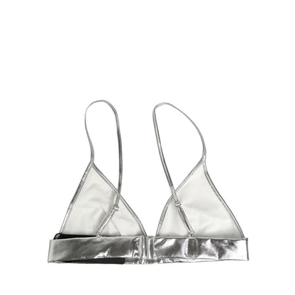 Dolce & Gabbana Metallic Silver Sleeveless Bustier Cropped Top