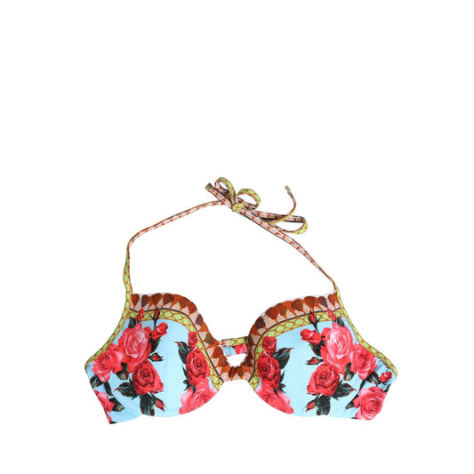 Dolce & Gabbana Multicolor Floral Print Halter Bikini Top Swimwear