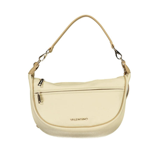 Mario Valentino Beige Polyurethane Women's Bag With Adjustable Shoulder Strap