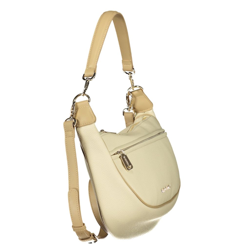 Mario Valentino Beige Polyurethane Women's Bag With Adjustable Shoulder Strap