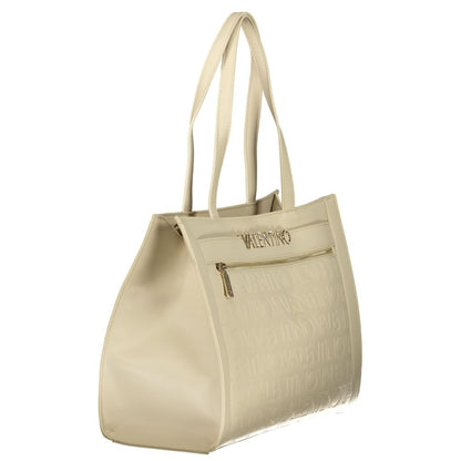 Mario Valentino Beige Polyurethane Womens Bag With Multiple Pockets