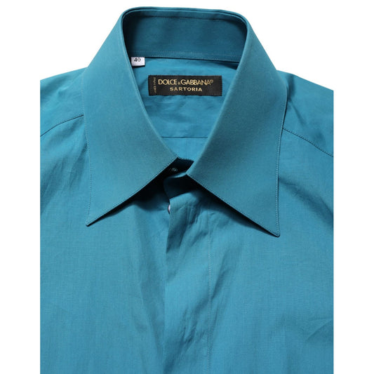 Dolce & Gabbana Blue SARTORIA Long Sleeve Cotton Dress Shirt