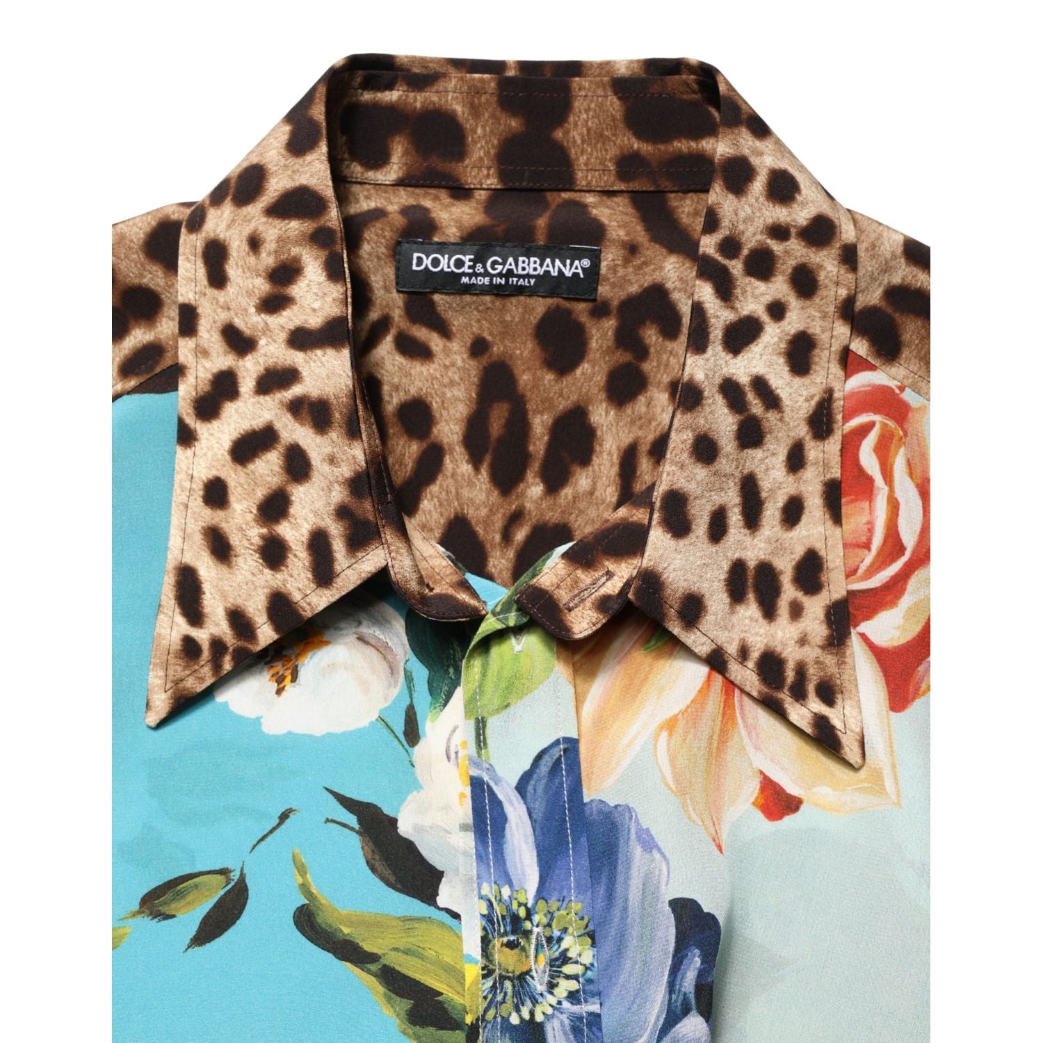 Dolce & Gabbana Multicolor Floral Animal Print Collared Shirt