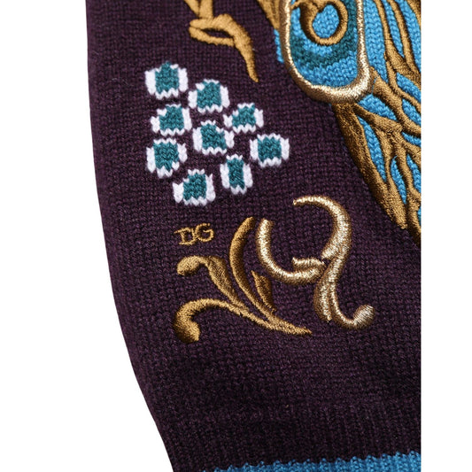 Dolce & Gabbana Bordeaux Cashmere Crown Embroidered Sweater
