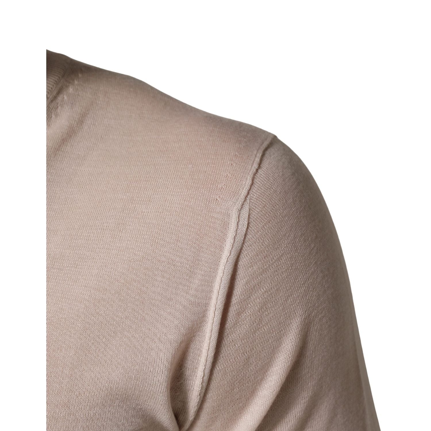 Dolce & Gabbana Beige Cashmere V-neck Men Pullover Sweater