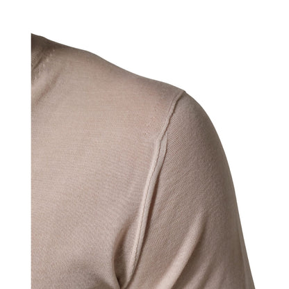 Dolce & Gabbana Beige Cashmere V-neck Men Pullover Sweater