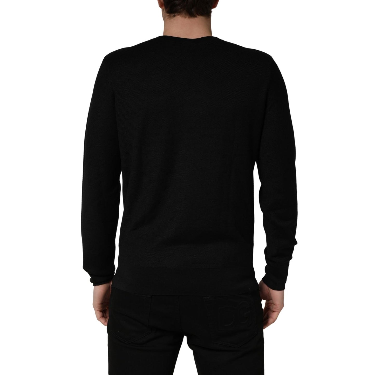 Dolce & Gabbana Black Crew Neck Long Sleeve Pullover Sweater