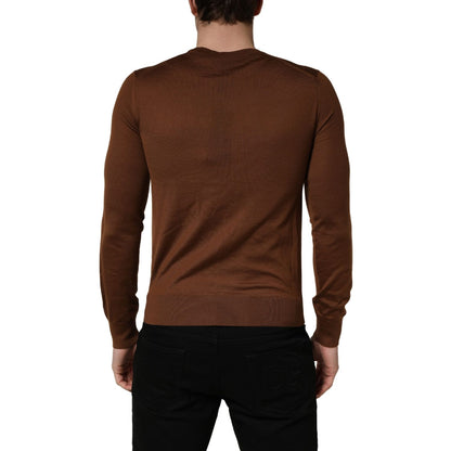 Dolce & Gabbana Brown Cashmere Men Crew Neck Pullover Sweater