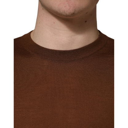 Dolce & Gabbana Brown Cashmere Men Crew Neck Pullover Sweater