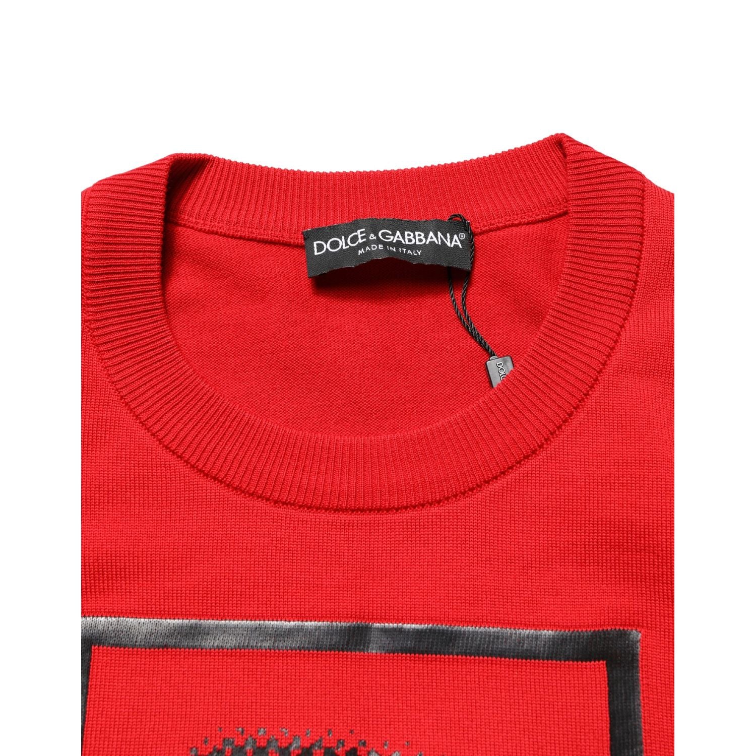 Dolce & Gabbana Red Eye Print Crew Neck Pullover Sweater