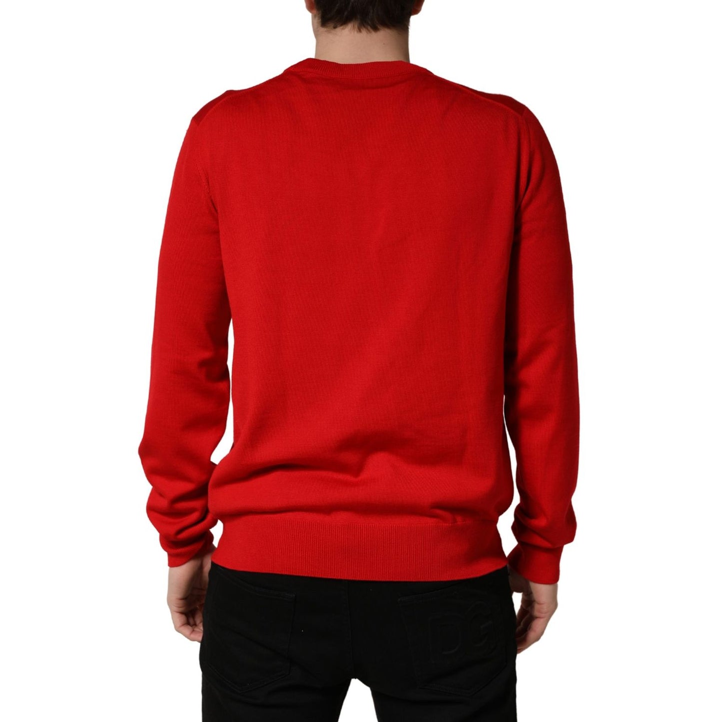 Dolce & Gabbana Red Eye Print Crew Neck Pullover Sweater
