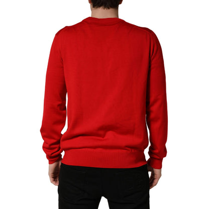 Dolce & Gabbana Red Eye Print Crew Neck Pullover Sweater